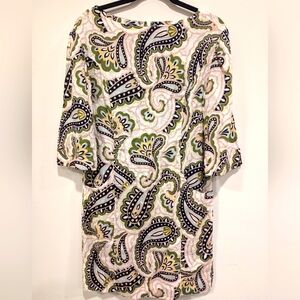 Boden Laurie Dress 100% Linen Paisley Pink  Color Short, Sz 4 US, 8 UK, EUC!